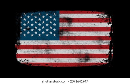 Flag of the USA, the United States of America. Vector illustration in grunge style with cracks and abrasions. Good image for print.
