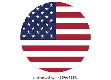 Bandera de los Estados Unidos de América. Símbolo nacional estadounidense con colores oficiales. Icono de plantilla. Resumen del fondo vectorial. Baloncesto redondo de vidrio ligero, burbuja 3D grande, esfera.