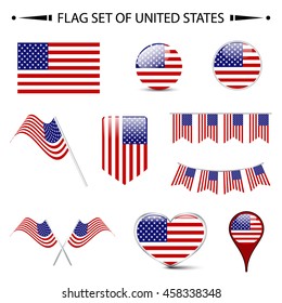 flag of USA vector set