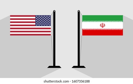 flag usa vs iran. vector background