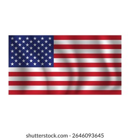 Bandeira de EUA ondulações ao vento, com dobras 3d