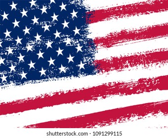 Flag of USA.Vector grunge American flag.