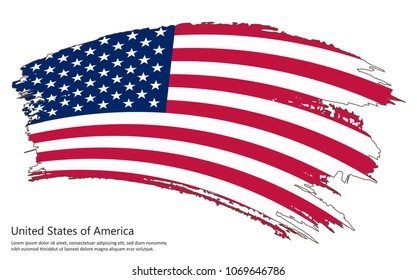 Flag of USA.Vintage American flag.Vector illustration.
