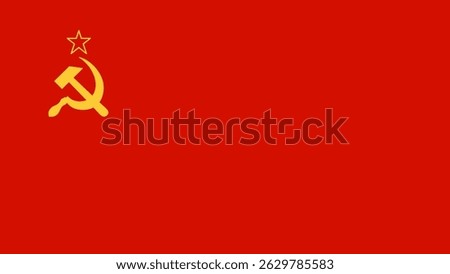 Flag of the USSR. Red flag of the USSR with the hammer and sickle. State symbol of the Union of Soviet Socialist Republics. USSR flag full frame