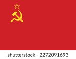Flag of the USSR. Soviet red flag with hammer and sickle. State symbol of the Union of Soviet Socialist Republics.