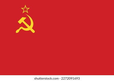 Bandera de la URSS. Bandera roja soviética con martillo y hoz. Símbolo de Estado de la Unión de Repúblicas Socialistas Soviéticas.