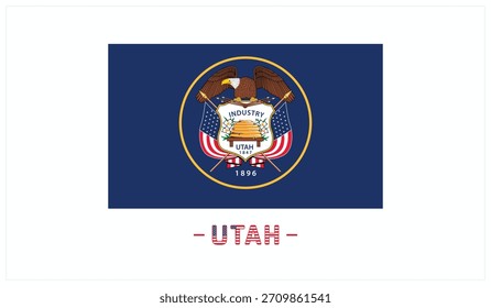 Bandeira de UTAH sobre fundo branco, ilustração vetorial editável da bandeira UTAH, desenho do Dia Nacional, desenho da bandeira de UTAH, Estado dos EUA