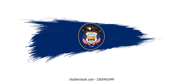 Flag of Utah US State in grunge brush stroke, vector grunge illustration.