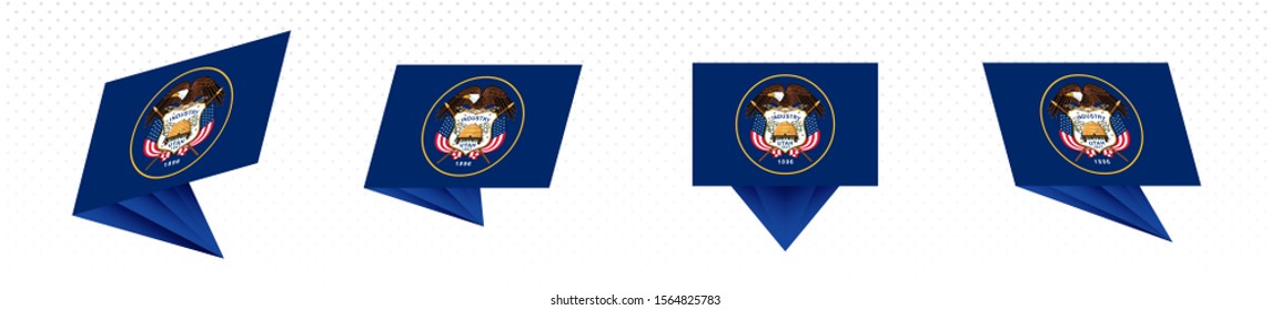 Flag of Utah US State in modern abstract design, vector flag set.
