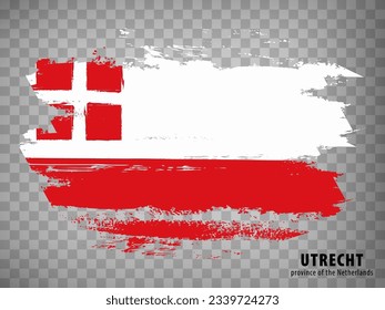Flag of  Utrecht brush strokes. Flag of Province  Utrecht on transparent background for your web site design, logo, app, UI. Netherlands. EPS10.