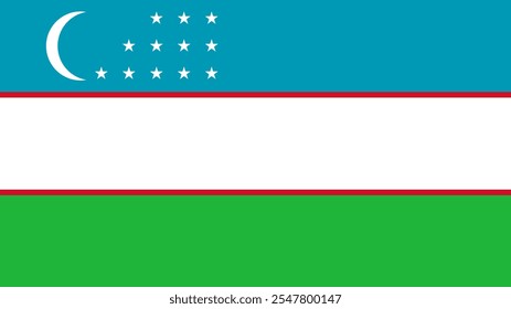 Flag of Uzbekistan, 16:9 Format, Uzbekistan Flag, Vector Images