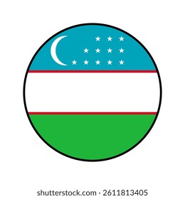 Flag of Uzbekistan. Black edge. Uzbekistan circle flag logo icon computer vector illustration design.