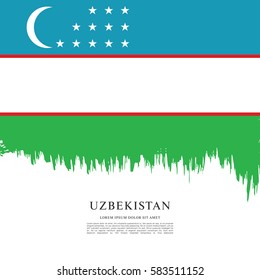 Flag of Uzbekistan, brush stroke background