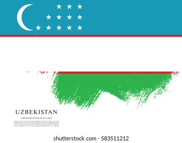 Flag of Uzbekistan, brush stroke background