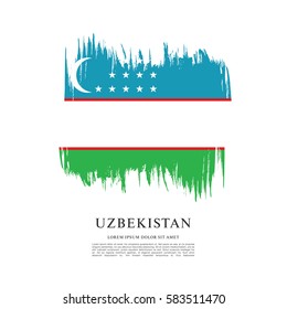 Flag of Uzbekistan, brush stroke background