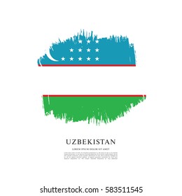 Flag of Uzbekistan, brush stroke background