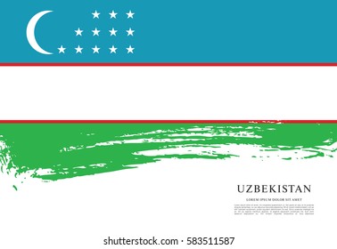 Flag of Uzbekistan, brush stroke background