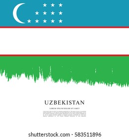 Flag of Uzbekistan, brush stroke background
