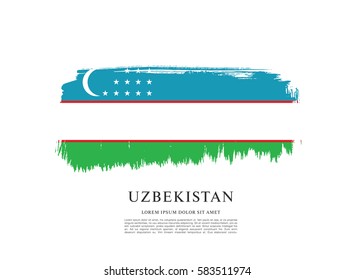 Flag of Uzbekistan, brush stroke background