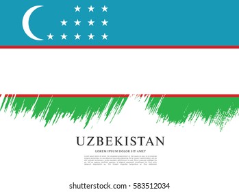Flag of Uzbekistan, brush stroke background