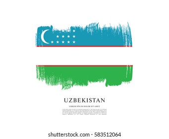 Flag of Uzbekistan, brush stroke background