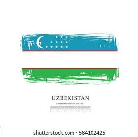 Flag of Uzbekistan, brush stroke background