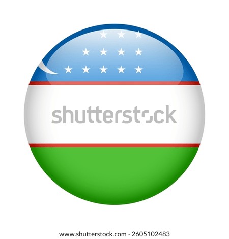 flag of Uzbekistan, button round glossy icon