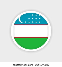 Flag of Uzbekistan with circle frame and white background