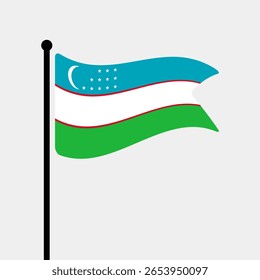 Bandeira do Uzbequistão. Usbequistão bandeira computador digital vetor ilustração ícone design. Bandeira de mastro flutuante.
