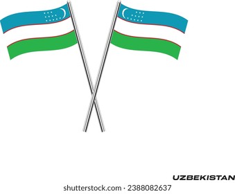 Flag of Uzbekistan, Uzbekistan cross flag design. Uzbekistan cross flag isolated on white background. Vector Illustration of crossed Uzbekistan flags.