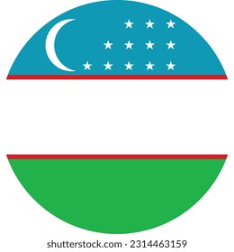 The flag of Uzbekistan. Flag icon. Standard color. A round flag. Computer illustration. Digital illustration. Vector illustration.