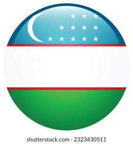 The flag of Uzbekistan. Flag icon. Standard color. Circle icon flag. 3d illustration. Computer illustration. Digital illustration. Vector illustration.
