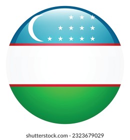 The flag of Uzbekistan. Flag icon. Standard color. Circle icon flag. 3d illustration. Computer illustration. Digital illustration. Vector illustration.