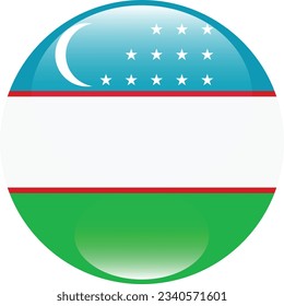 The flag of Uzbekistan. Flag icon. Standard color. Circle icon flag. 3d illustration. Computer illustration. Digital illustration. Vector illustration.