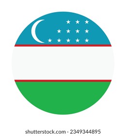 The flag of Uzbekistan. Flag icon. Standard color. Circle icon flag. Computer illustration. Digital illustration. Vector illustration.