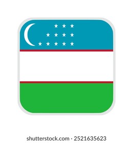 The flag of uzbekistan. Flag icon. Standard color. flat vector square with rounded corners Computer illustration. Digital illustration. Vector illustration.	