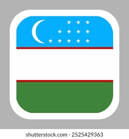 The flag of Uzbekistan. Flag icon. Standard color. flat vector square with rounded corners. Computer illustration. Digital illustration. Vector illustration