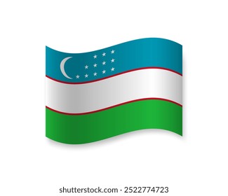 Ícone Bandeira do Uzbequistão. Elemento de vetor ondulado com sombra. Melhor para aplicativos móveis, interface do usuário e design da Web.