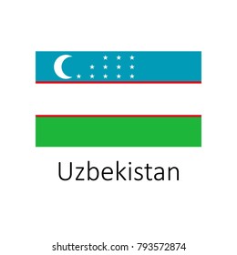 Flag of Uzbekistan with name icon. Official colors and proportion correctly. National Uzbekistan Flag vector. Uzbekistan Flag vector illustration. National Uzbekistan Flag vector on white background