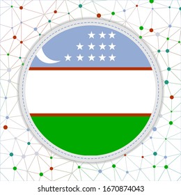 Flag of Uzbekistan with network background. Uzbekistan sign. Awesome vector illustration.