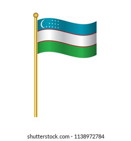 Flag of Uzbekistan ,Uzbekistan flag official colors and proportion correctly, Uzbekistan flag waving isolated Vector illustration eps10.