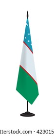  Flag of Uzbekistan on a flagstaff. Vector illustration