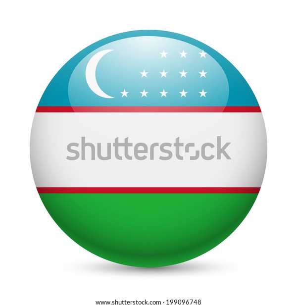 Flag Uzbekistan Round Glossy Icon Button Stock Vector (Royalty Free ...