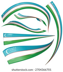 Flag of Uzbekistan. Flag set. vector illustration