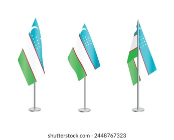 Flag of Uzbekistan with silver pole