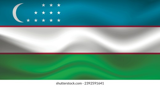 Flag of Uzbekistan. Uzbek national symbol in official colors. Template icon. Abstract vector background.