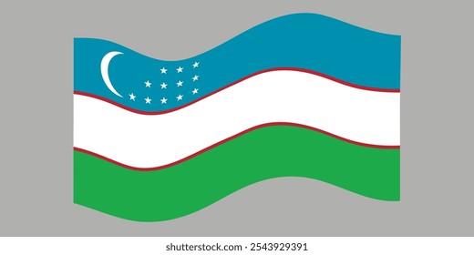 Flag of Uzbekistan. Uzbek national symbol in official colors. Template icon. Abstract vector background.