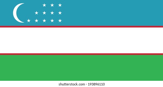 Flag of Uzbekistan. Vector. Accurate dimensions, elements proportions and colors.