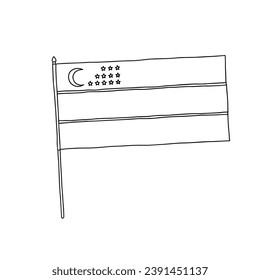 Flag of Uzbekistan. Vector, black and white hand drawn flag.