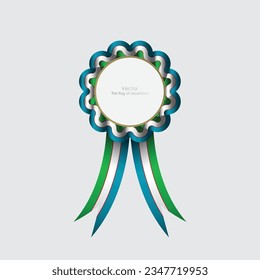 the flag of Uzbekistan vector decorative badge